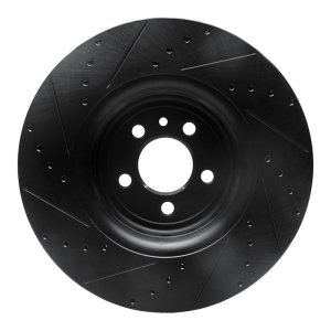 Dodge Charger Brake Rotor (1) - Front Right - R1 Concepts - Drilled & Slotted - Black - `14-`23